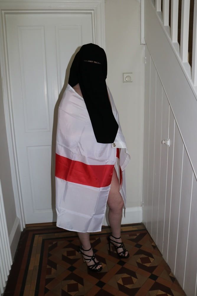 Wearing Niqab and England Flag #11