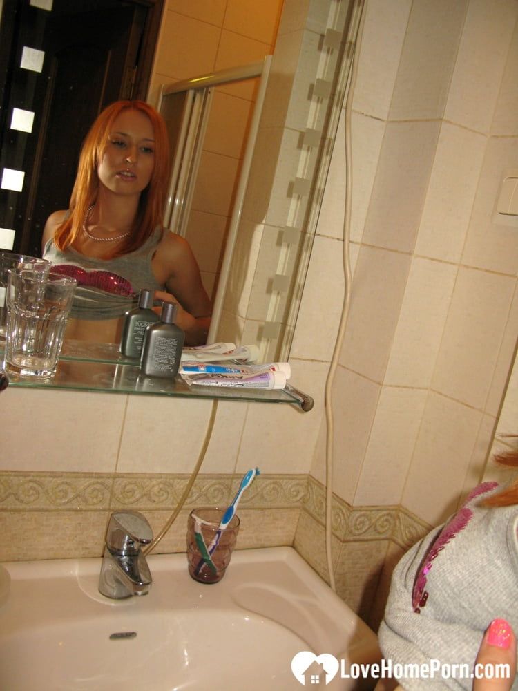 Redhead taking some hot selfies before showering #20