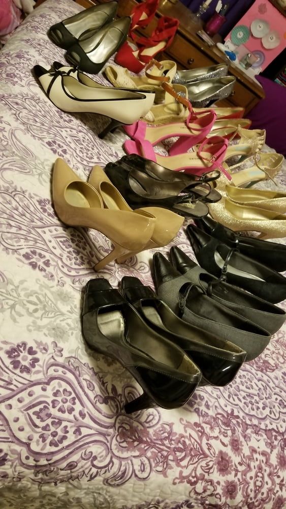 Playing in my shoe closet pretty feet heels flats milf  wife #58