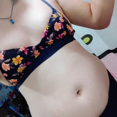 Navy blue and floral bra  