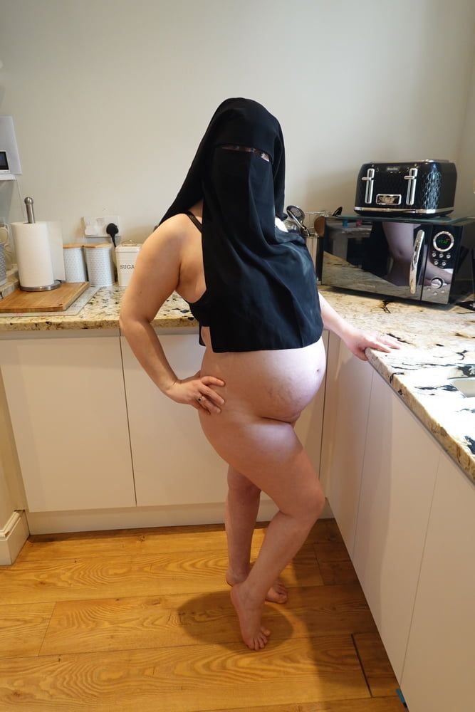 Pregnant Wife in Muslim Niqab and Nursing Bra #48