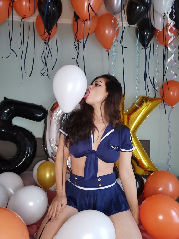 Police girl and balloons (full 63 pics set on my Onlyfans)  #9