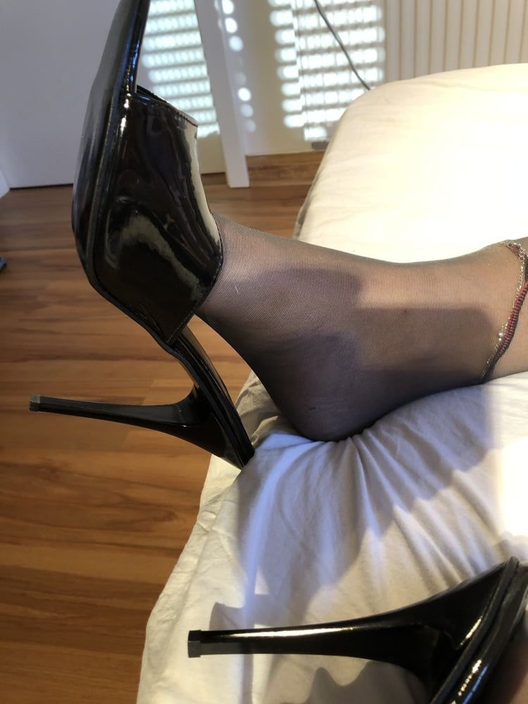 Black Mules and Stockings  #12