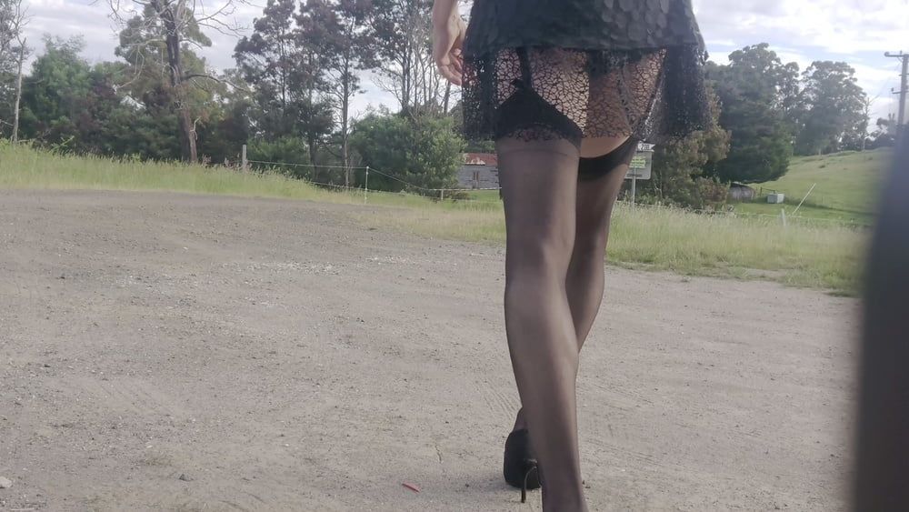 Crossdress road trip v hort black dress #4