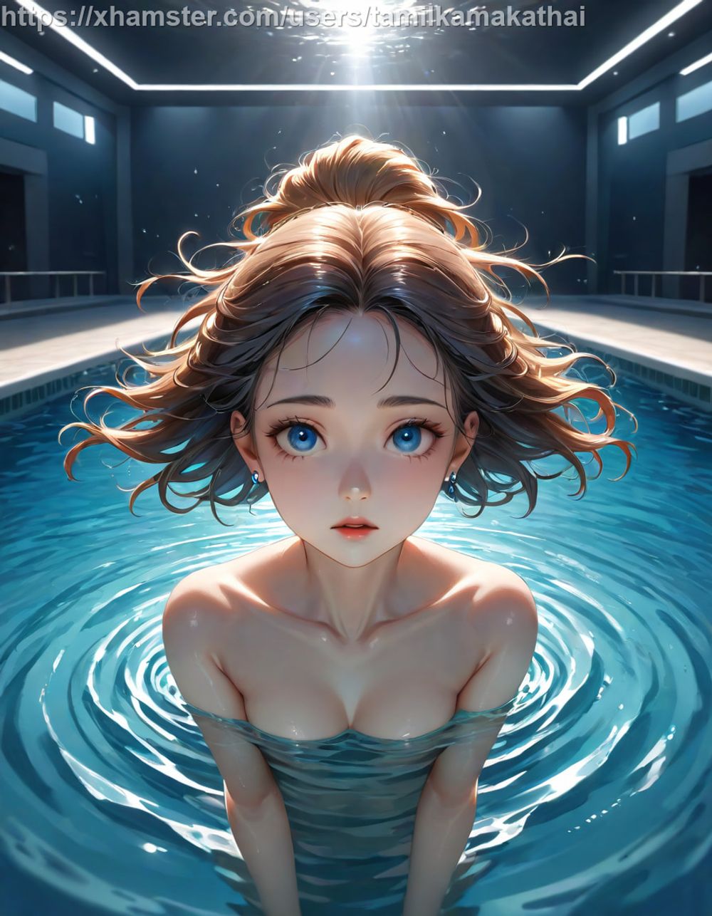 Nude Hentai Girl Swimming in pool - AI Generated Images #41