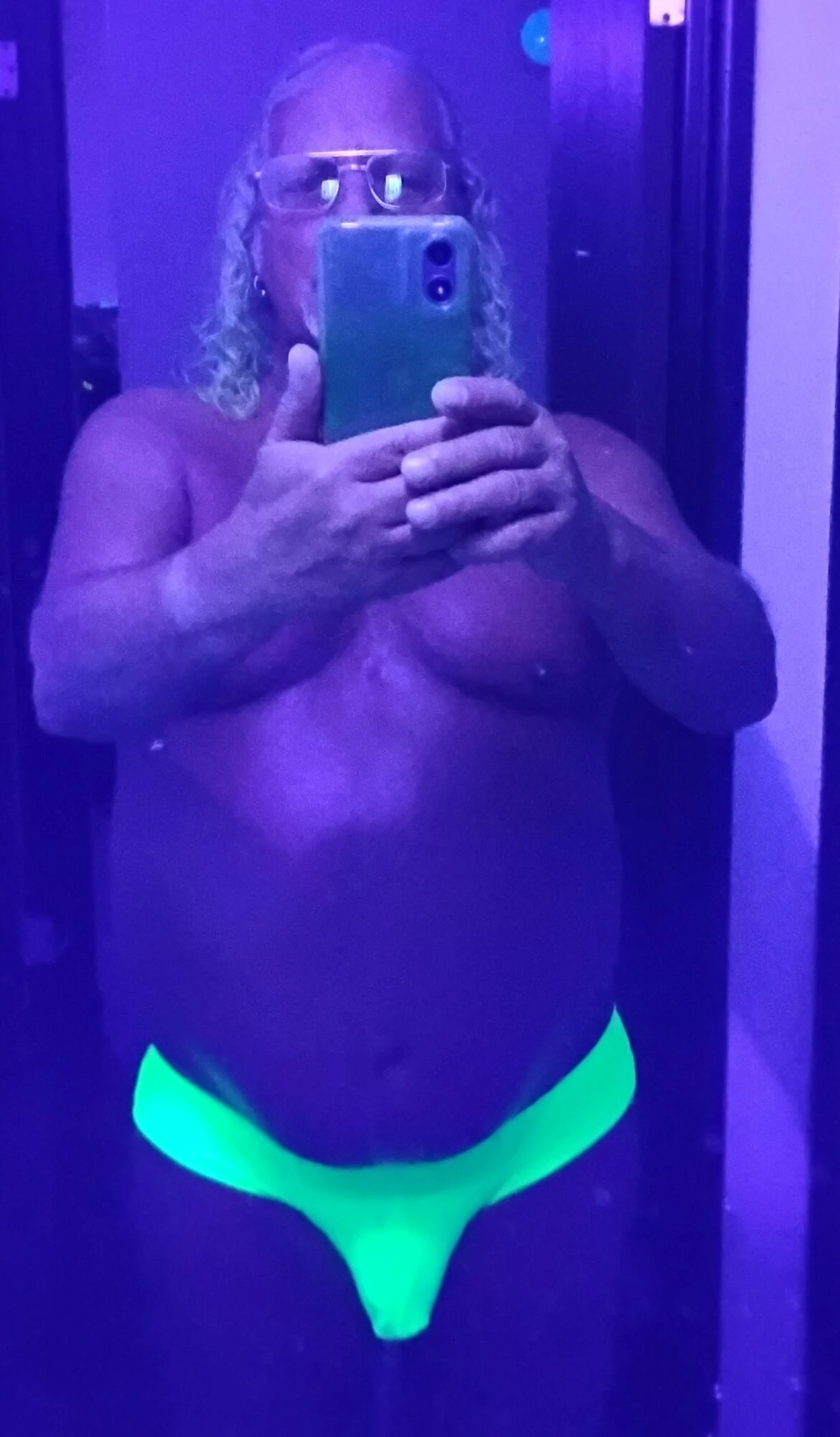 Black light photos in new Brazilian thong 