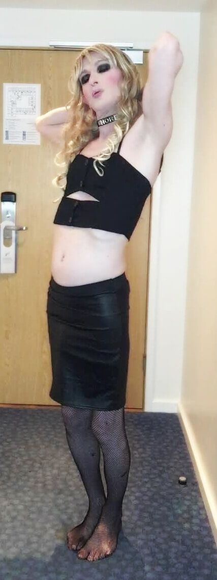 Sissy Crossdresser In Black Slut Outfit Posing  #9