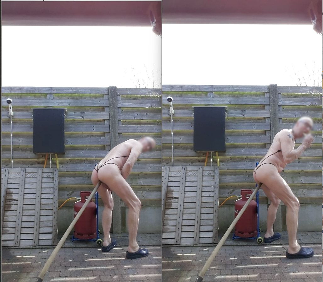 exhibitionist opa public oudoor fucking his ass with pole  #11