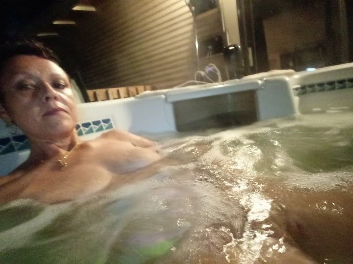 Nighttime hot tub fun #25
