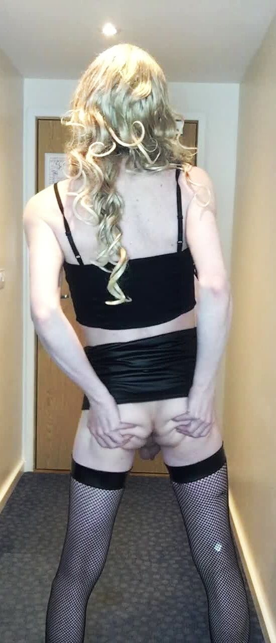 Sissy Crossdresser In Black Slut Outfit Posing  #47
