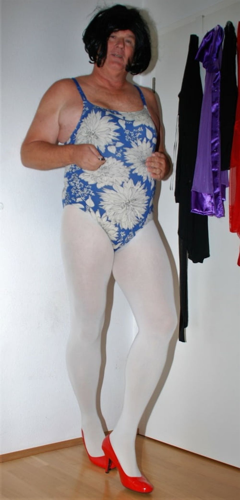 Swimsuite BlueWhite Tights white #7