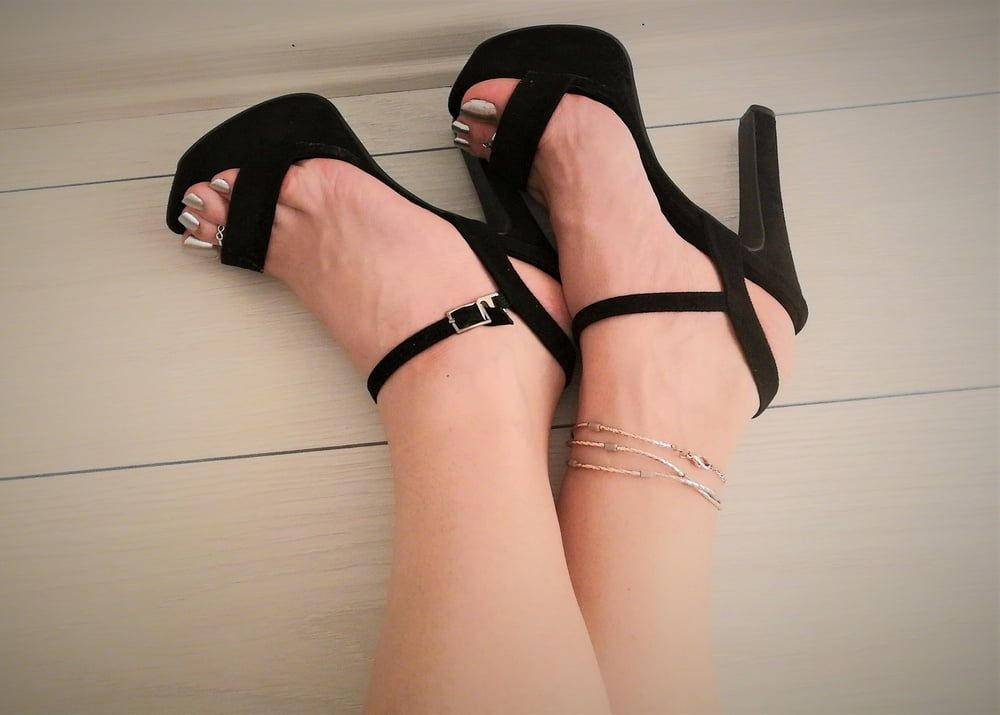 Black Platform Heels & Silver Toes #19