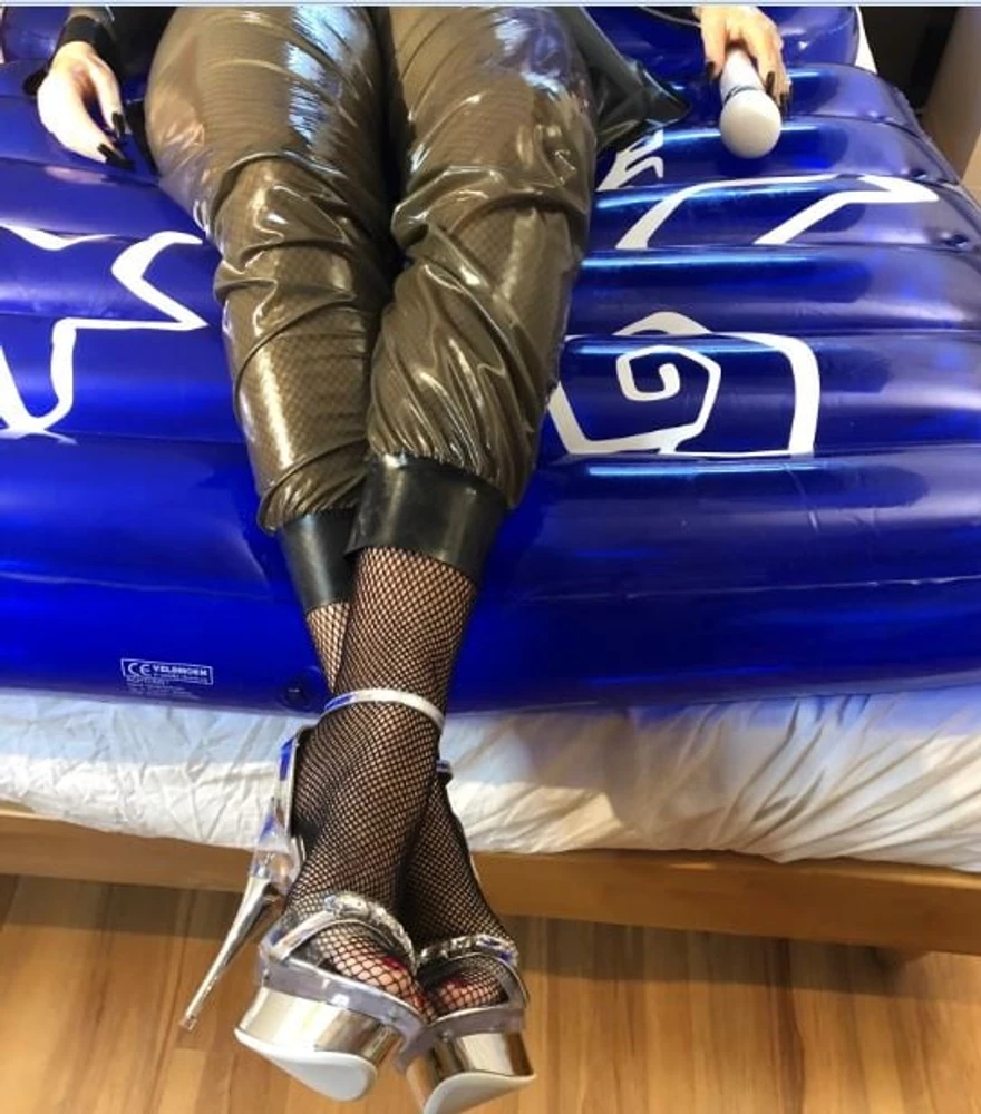 Latex masturbation on inflatable Bed #3