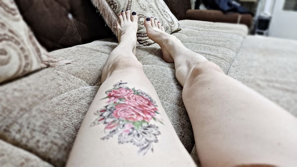 The bitch painted her toenails, got a new colorful tattoo #3