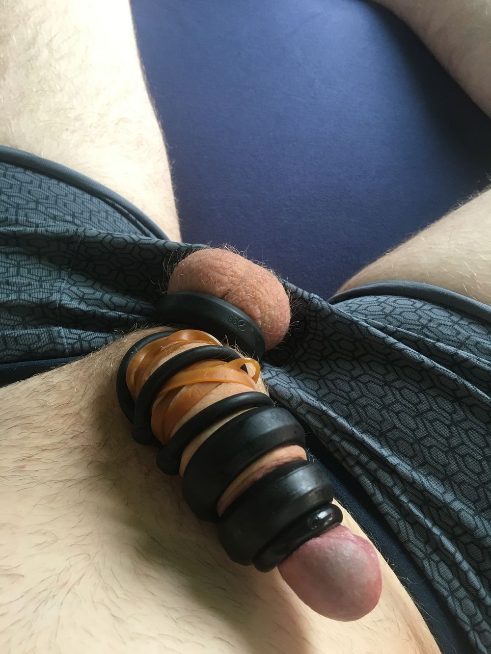 Cock And Ball Bondage With Rubber Bands And Cockrings  #8