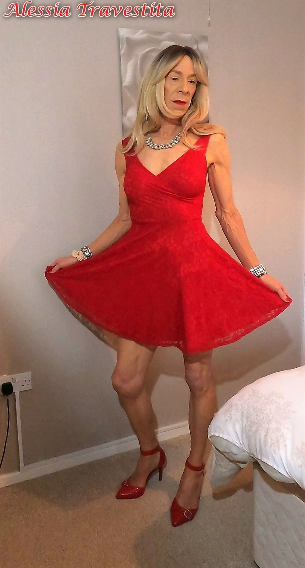 65 Alessia Travestita in Flirty Red Dress #30