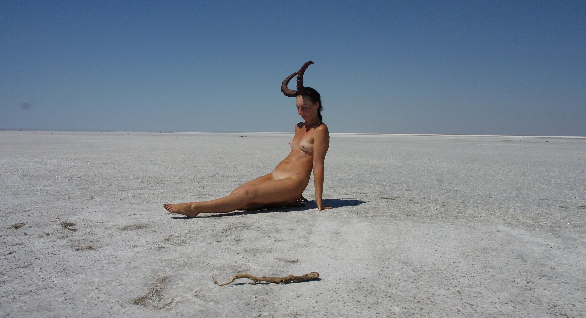 Standing on laps naked on the salt of the salt lake Elton #57