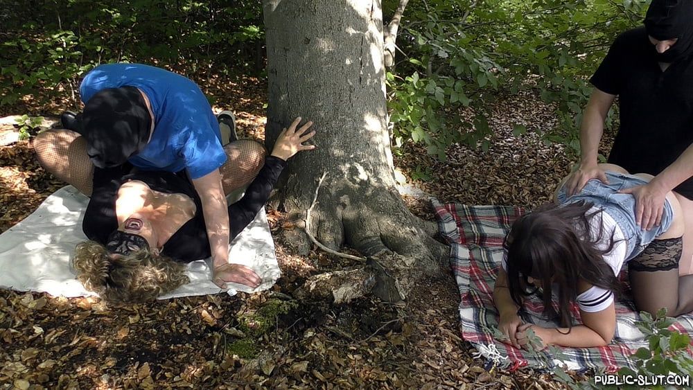 Jessica and Marion creampied by some guys in the woods #12