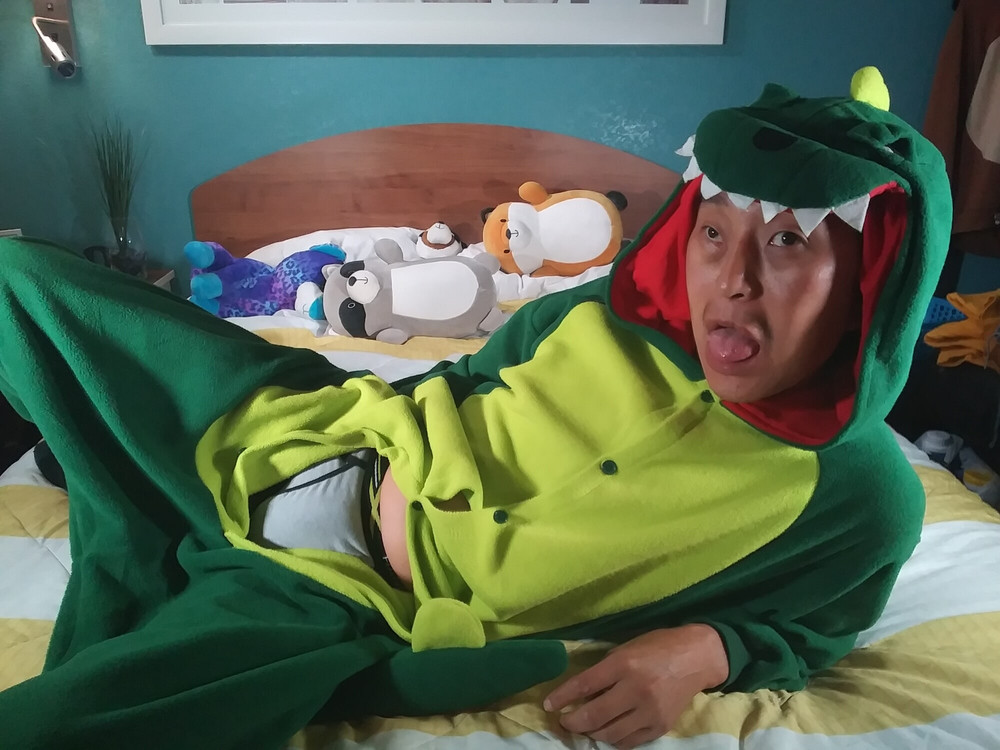 Hot asian boy wearing furry onesies and shiny undies #8