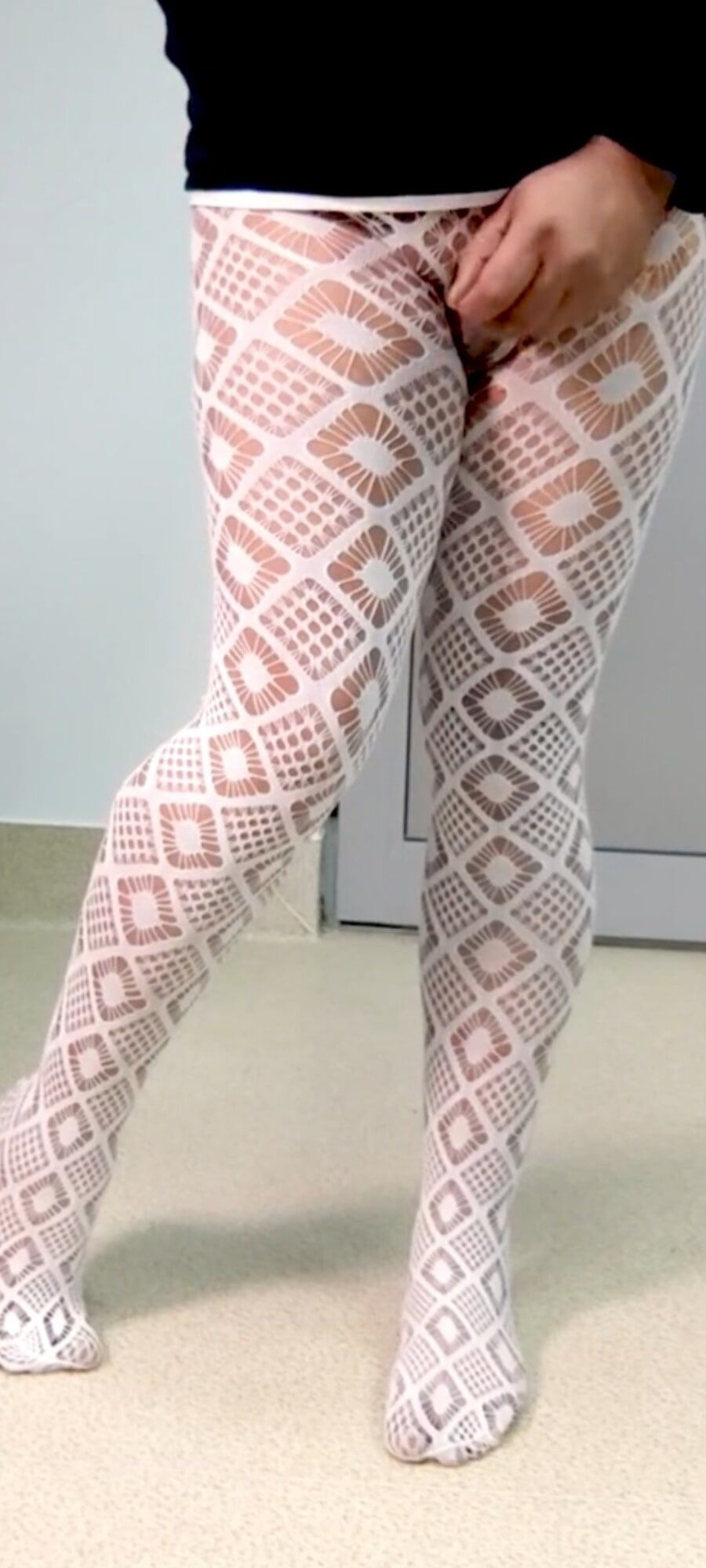 Sexy legs in pantyhose wanking sexy cock #6