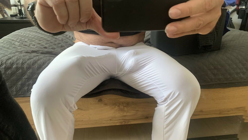 XXL Huge Cock and Balls in White Hose #3