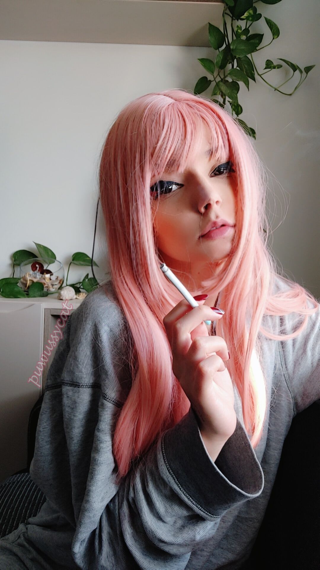 Pink Hair Gf Smoking #4
