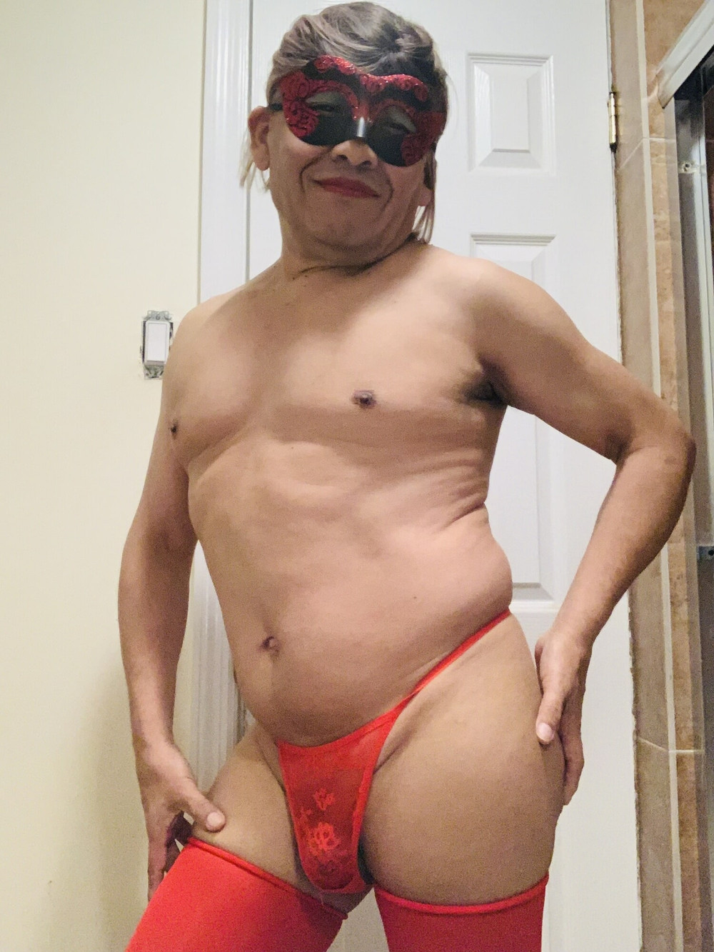 Red thong and stockings #5