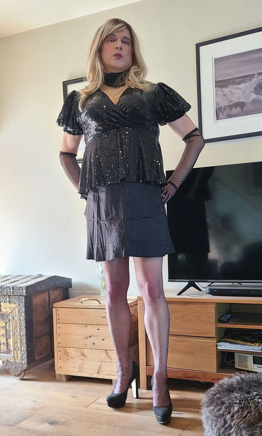 crossdresser in stockings and heels #5