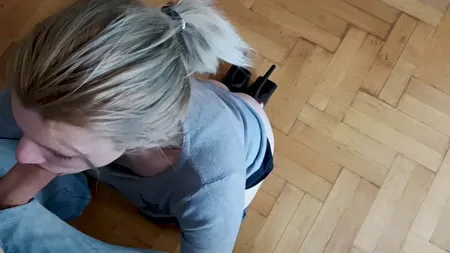 cock sucking blond one her knees pleasing master         