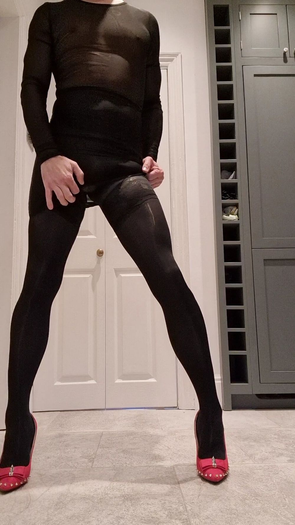 Dressed in nylon, nice cum shot #5