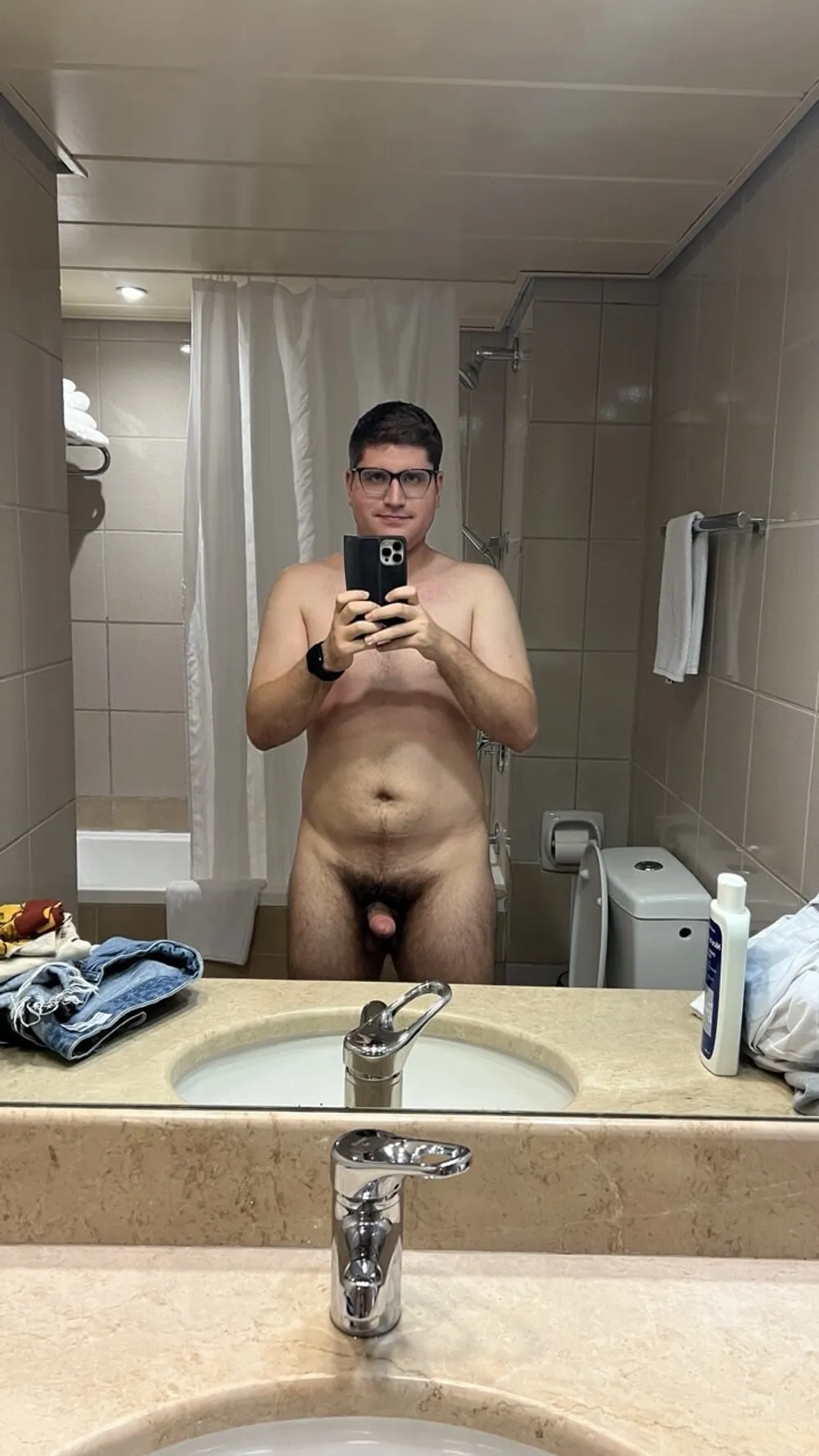 Naked in front of a mirror in the bathroom #3