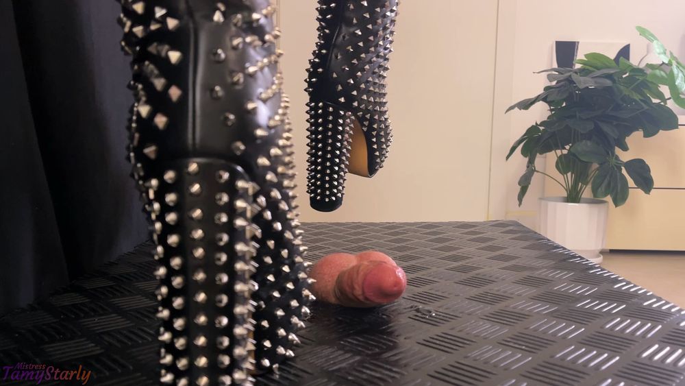 Painful CBT and Bootjob in Dangerous Spike High Heels #5