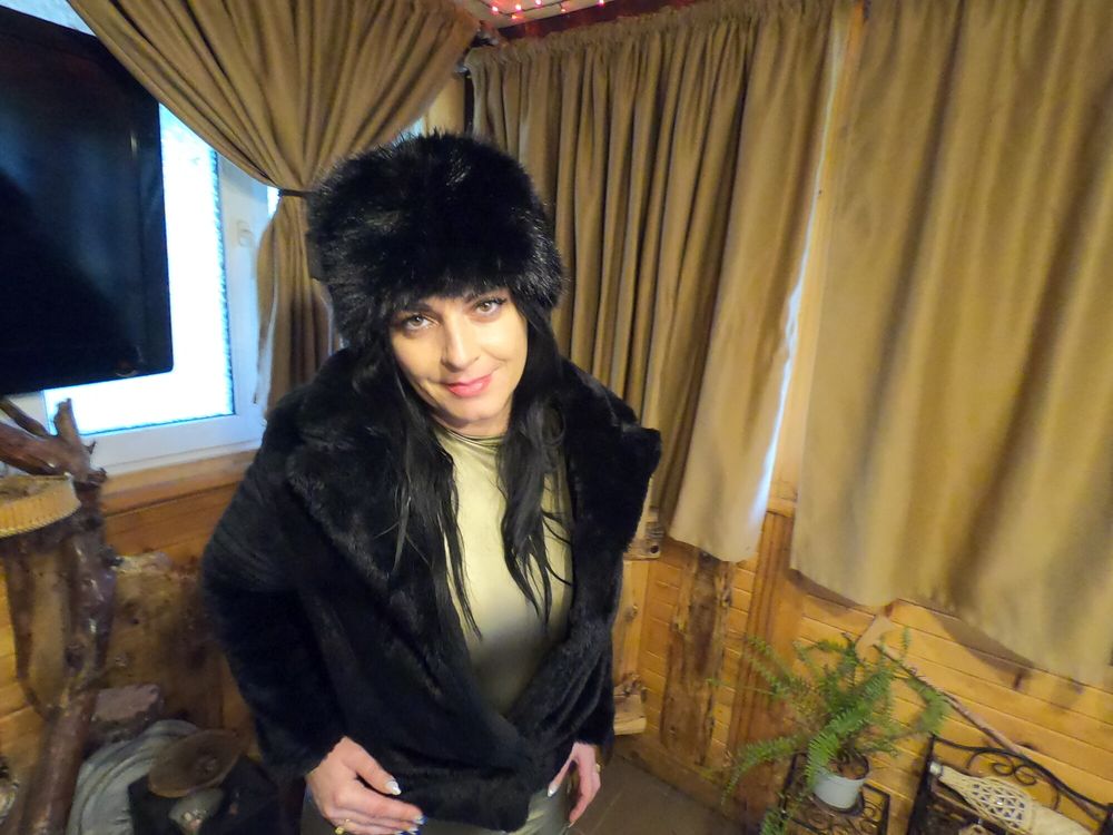 Deep blow-job while wearing fur coat and shiny boots 204 #13