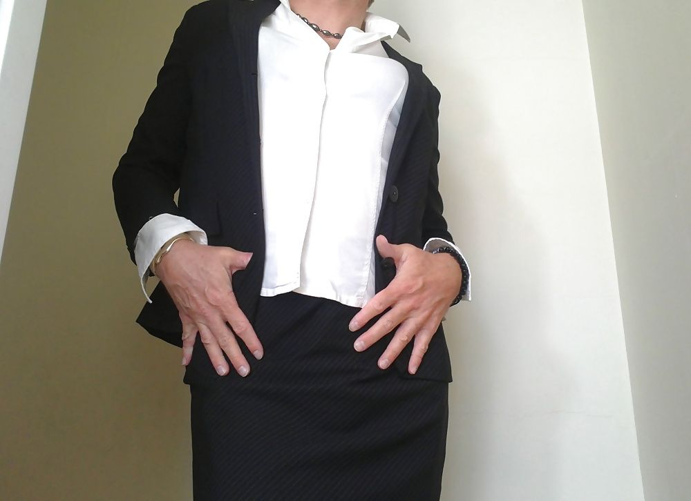 me as a sexy secretary, black stockings, black lingerie #2