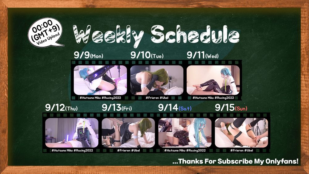 9.9-9.15 UPLOAD SCHEDULE (Hololive Houshou Marine, Hatsune