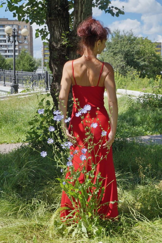 Red dress - green garden #17