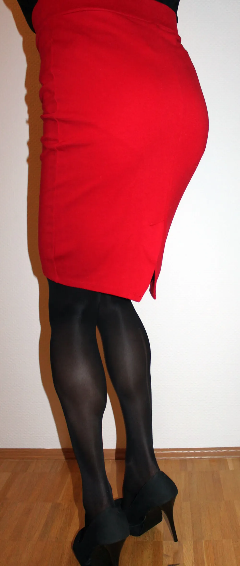 Red miniskirt and black pantyhose #4