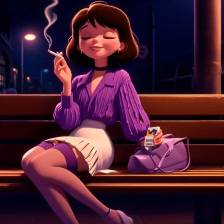 purple stockings smoking         