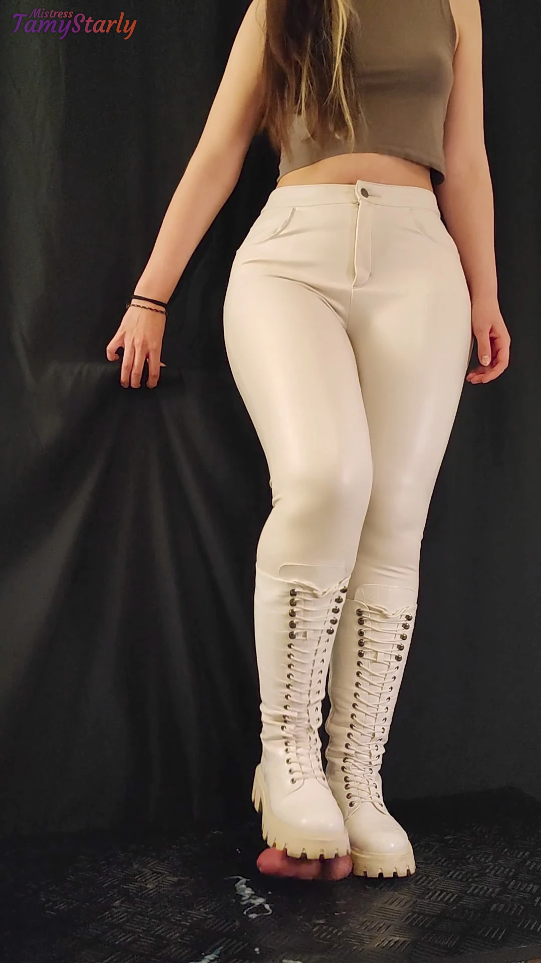 Marching and Stomping All Over Your Cock in White Boots #24