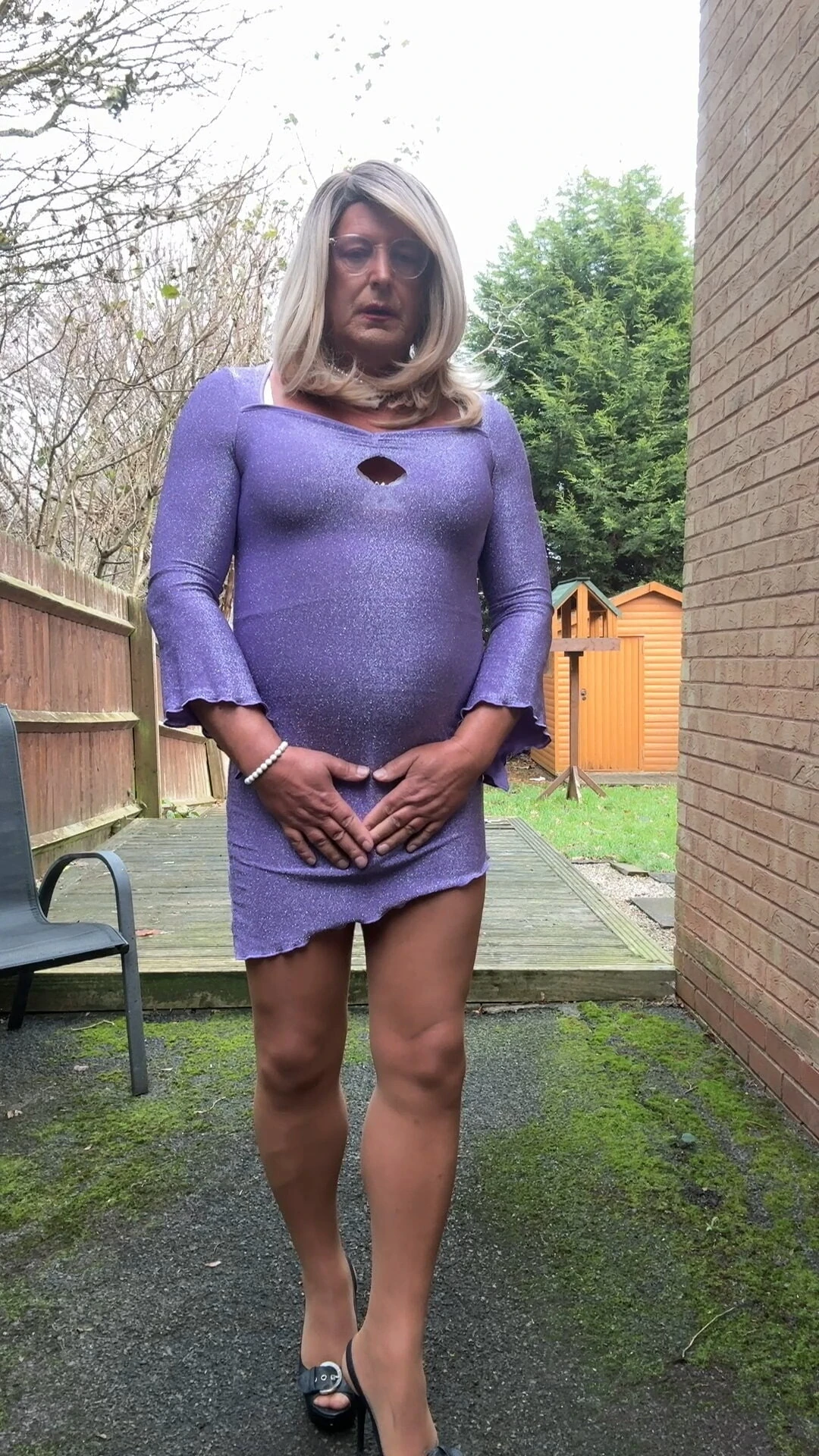 Sexy Crossdresser kellycd2022 in tight lilac dress  #33