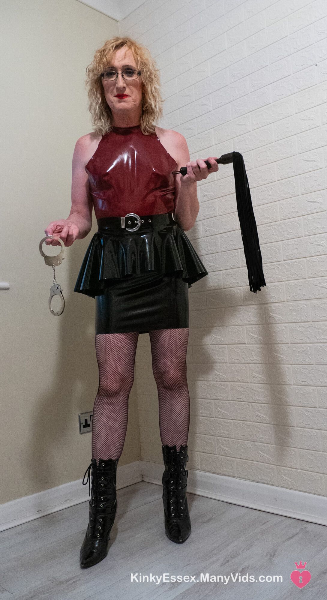 Colour Latex Dress, Boots and Fishnets on British Milf #21