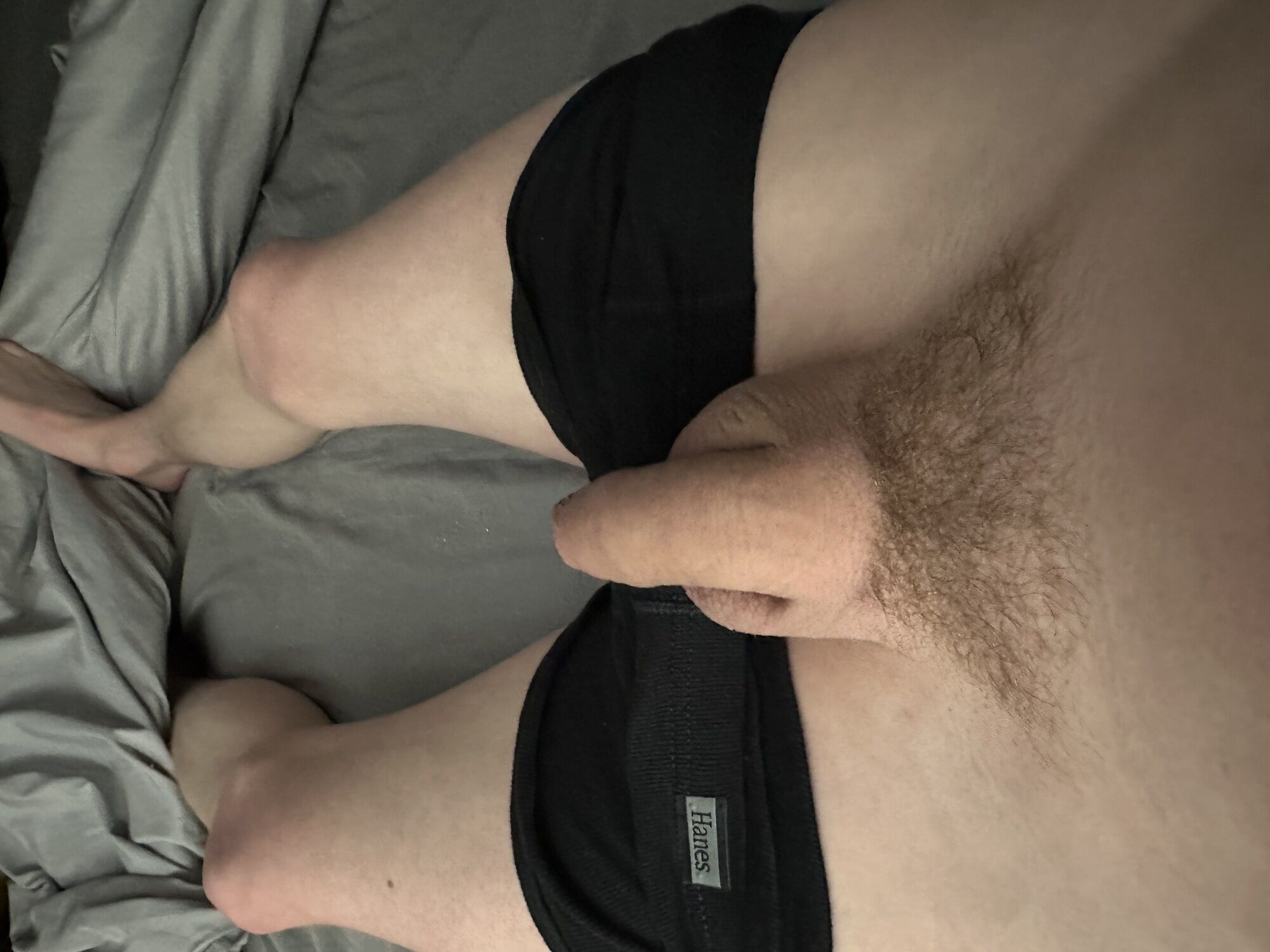 Shaved dick hanging out my briefs #2