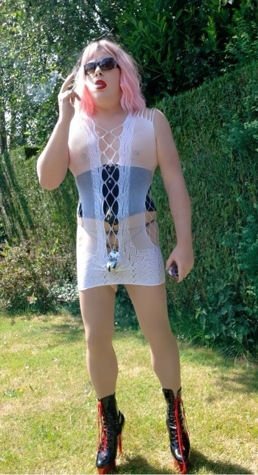 Smoking caged with natural tits #10
