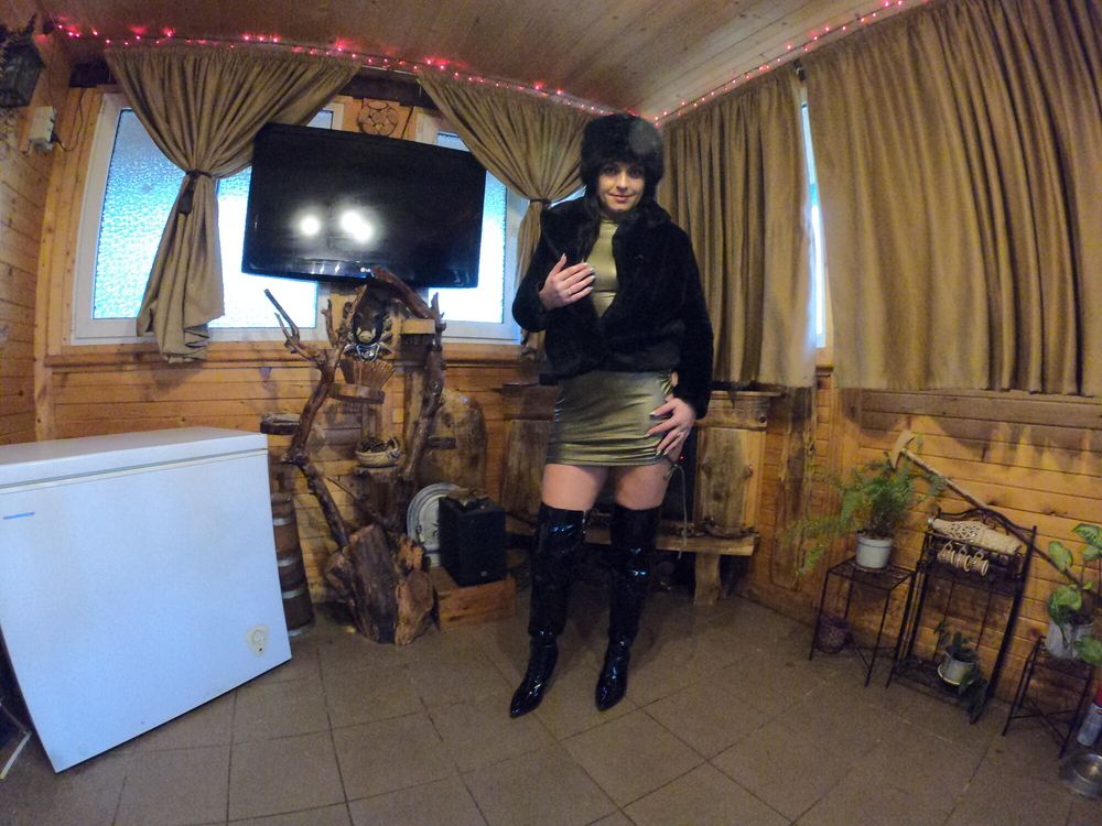 Deep blow-job while wearing fur coat and shiny boots 204 #2