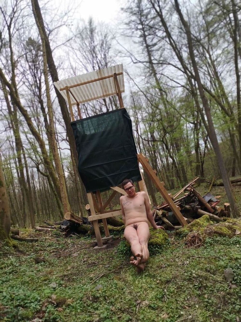 I&#039;m nude on a perch in the forest  #30