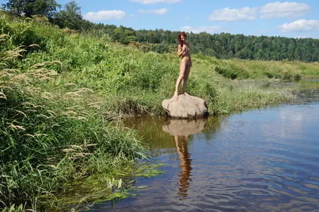 on the stone in volga river         