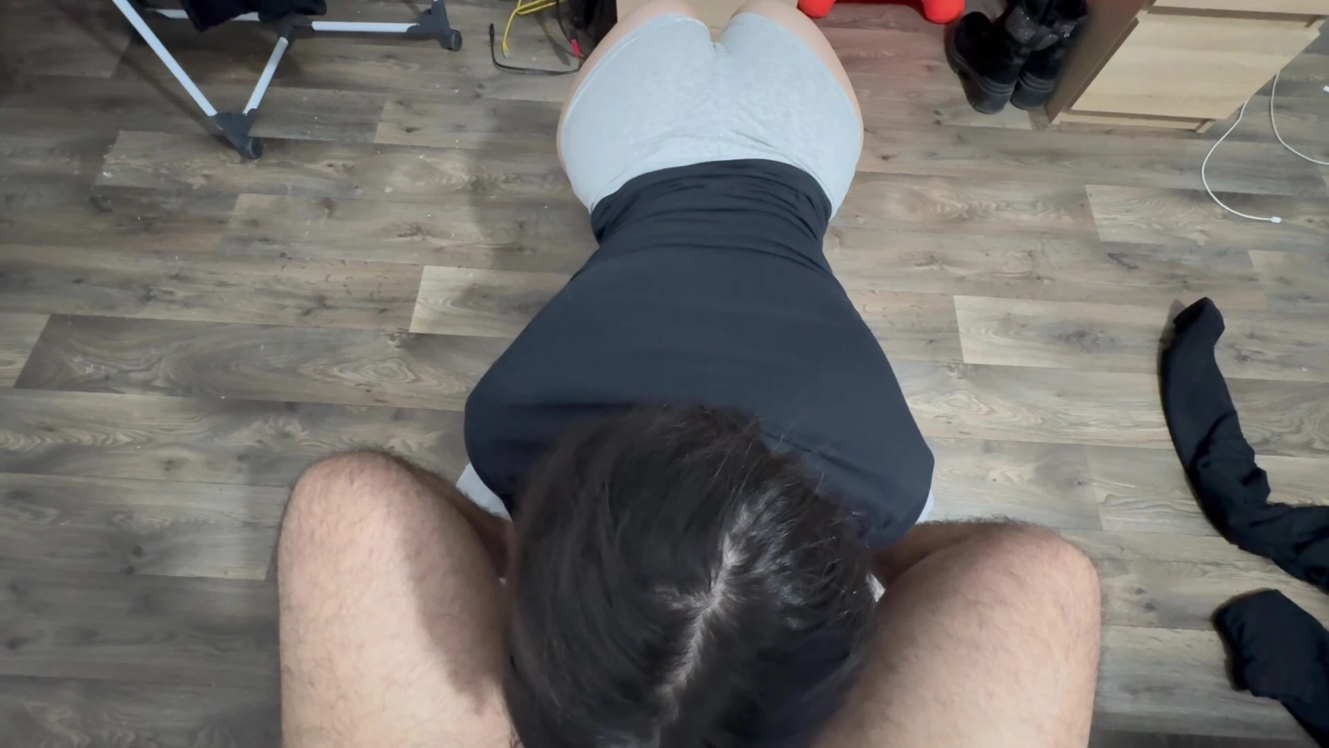 she plays with my cock and then adds her saliva to make my d #31