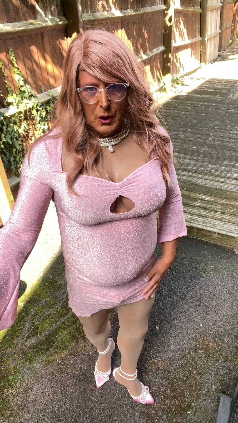 Sexy crossdresser Kellycd2022 in pink sparkly dress heels #26