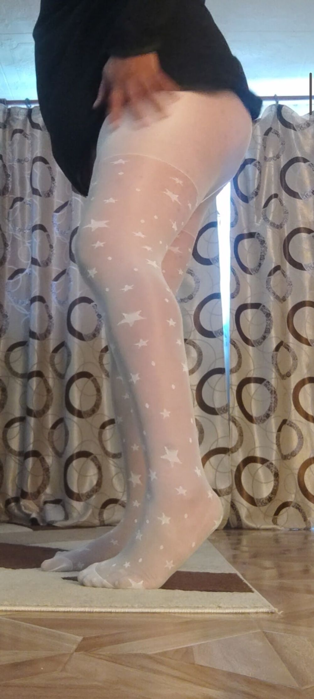 Teen white pantyhose with stars #30