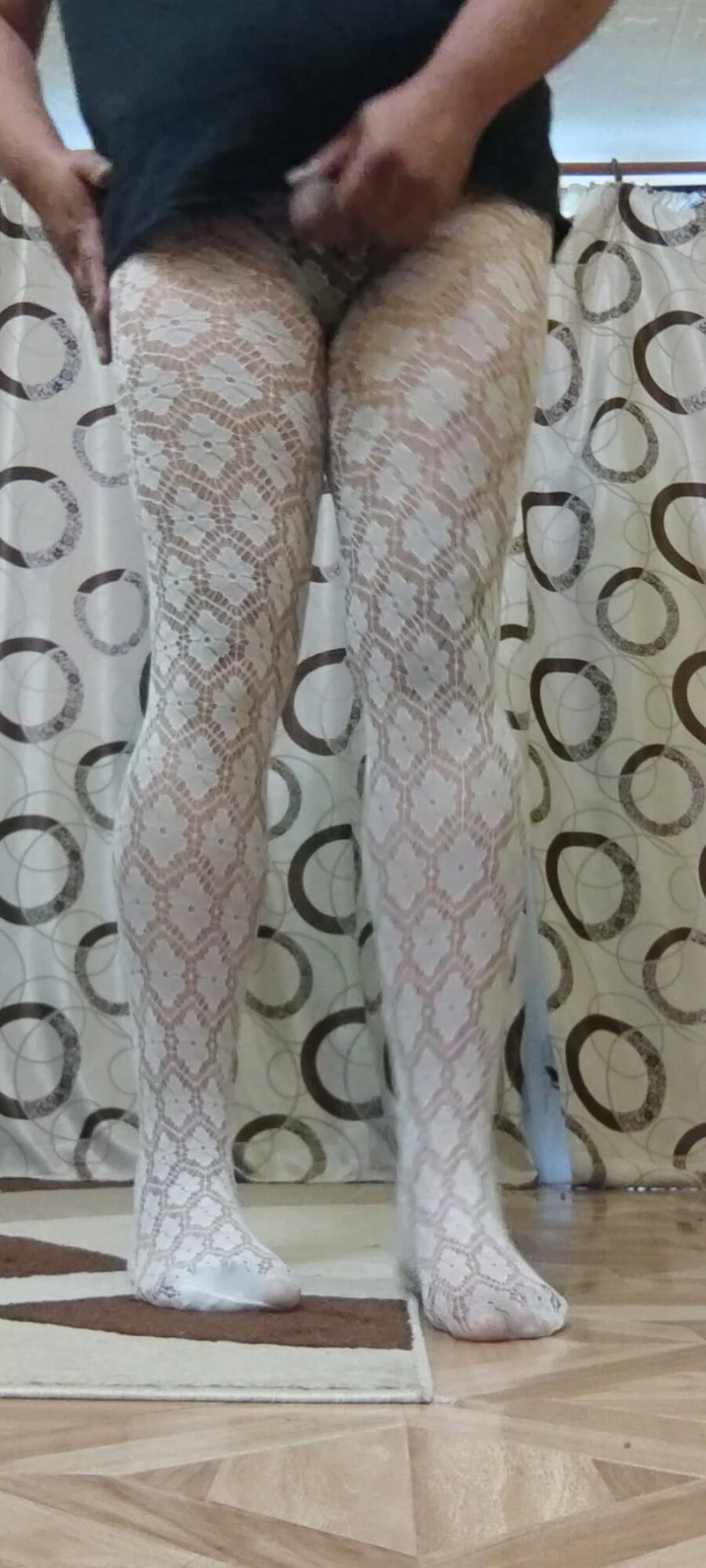 Fuck me in this white flower pantyhose #6